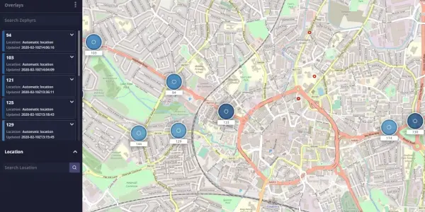 Map showing real-time example.