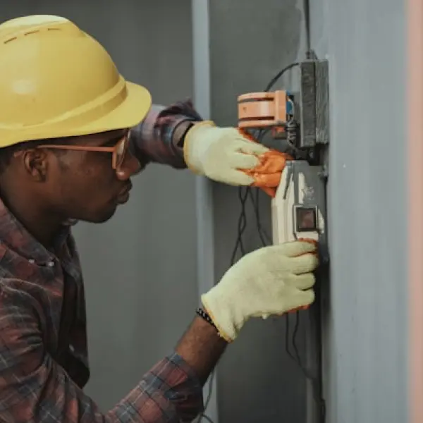 Worker maintaining equipment.